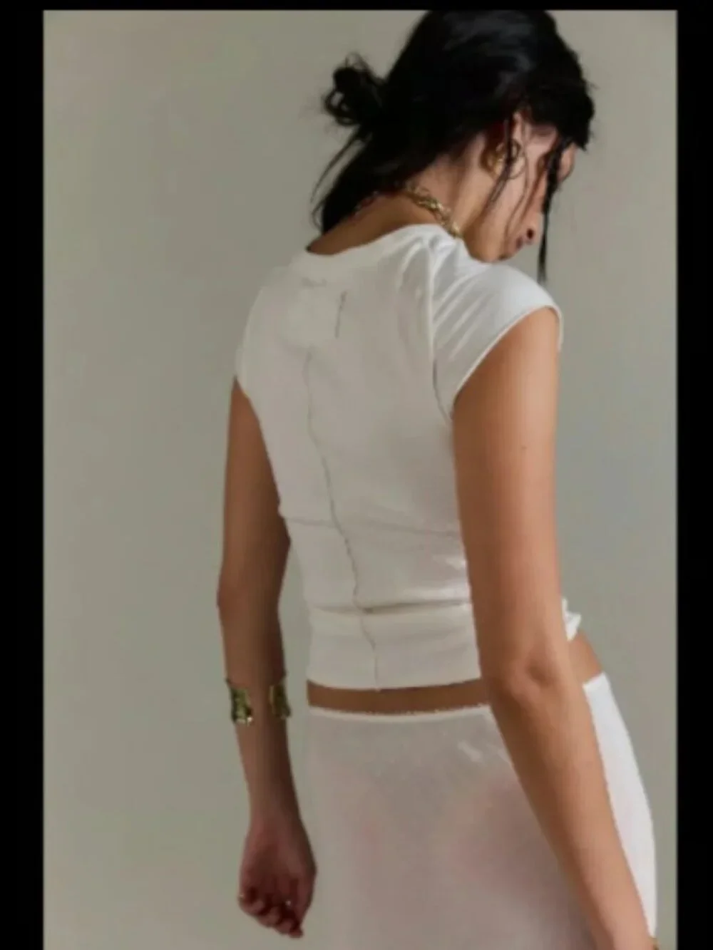 WE THE FREE PEOPLE EVER HAD WHITE RIBBED TUNIC TOP CAP SLEEVE NEW M